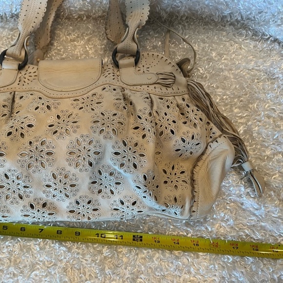 SALVATORE FERRAGAMO Leather Neutral Perforated Shoulder Bag - Picture 10 of 14